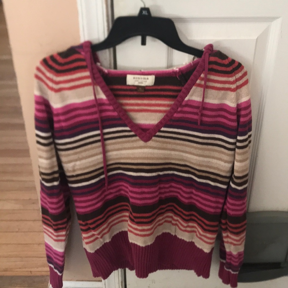 Women’s Sonoma Striped Hooded Sweater Size LP